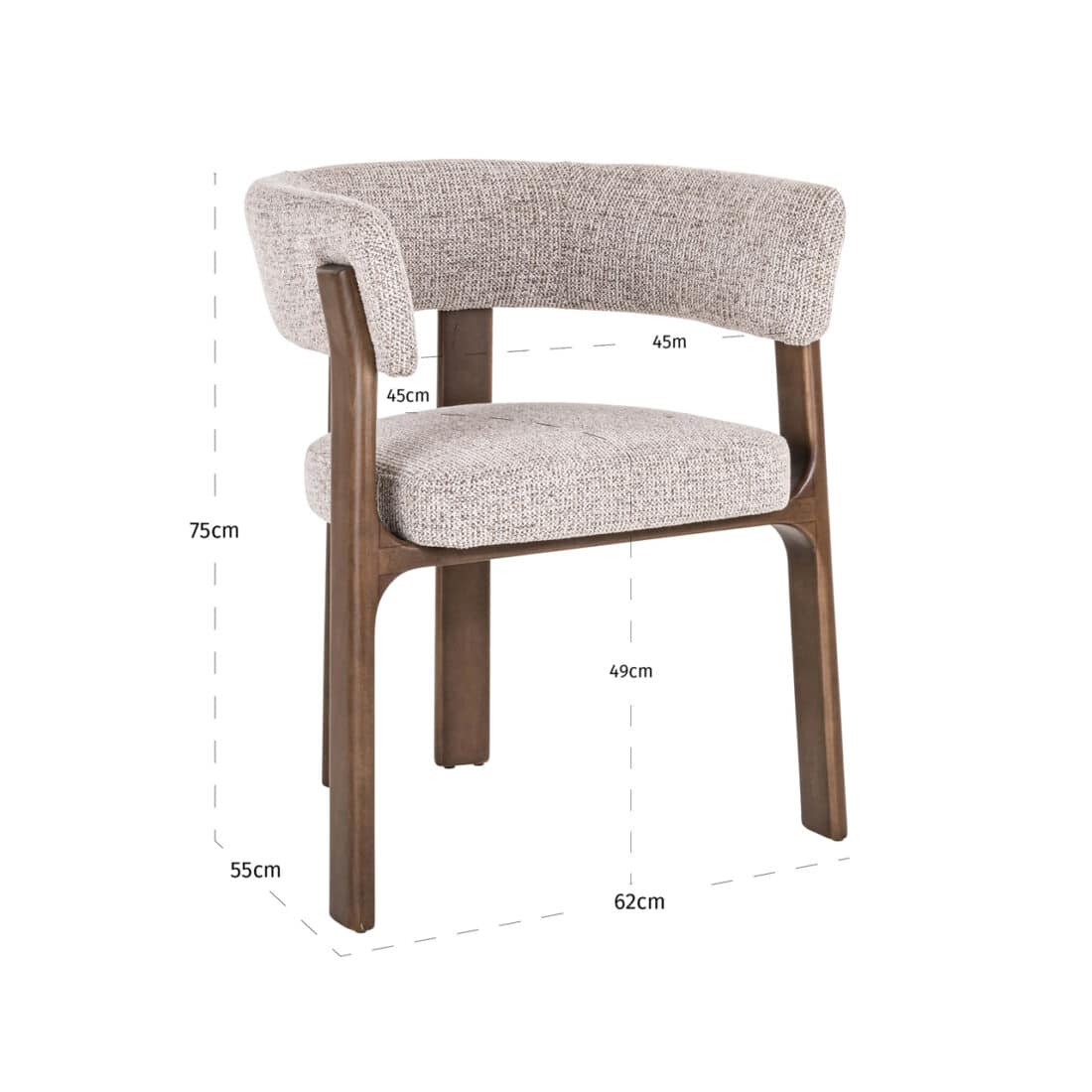 afmetingen Richmond Interiors eetkamerstoel Contigo met arm mocca