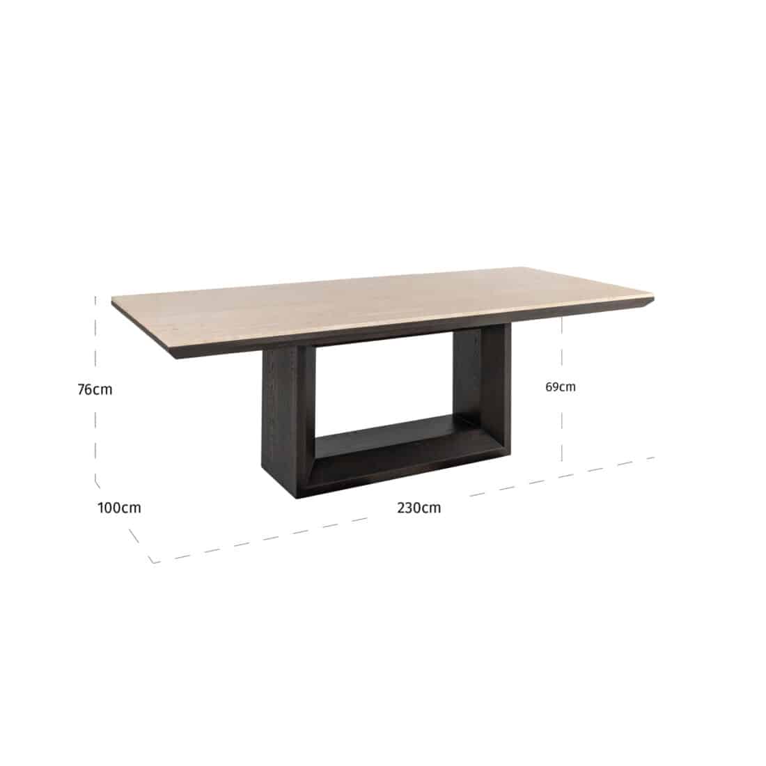 afmetingen Richmond Interiors eettafel Claremont 230 cm travertin