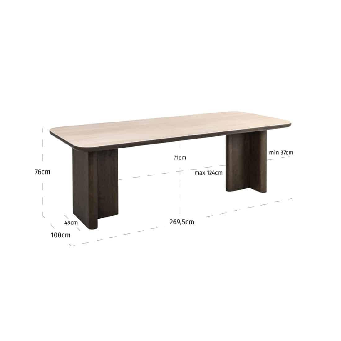 afmetingen Richmond Interiors eettafel Nando 270 cm keramiek