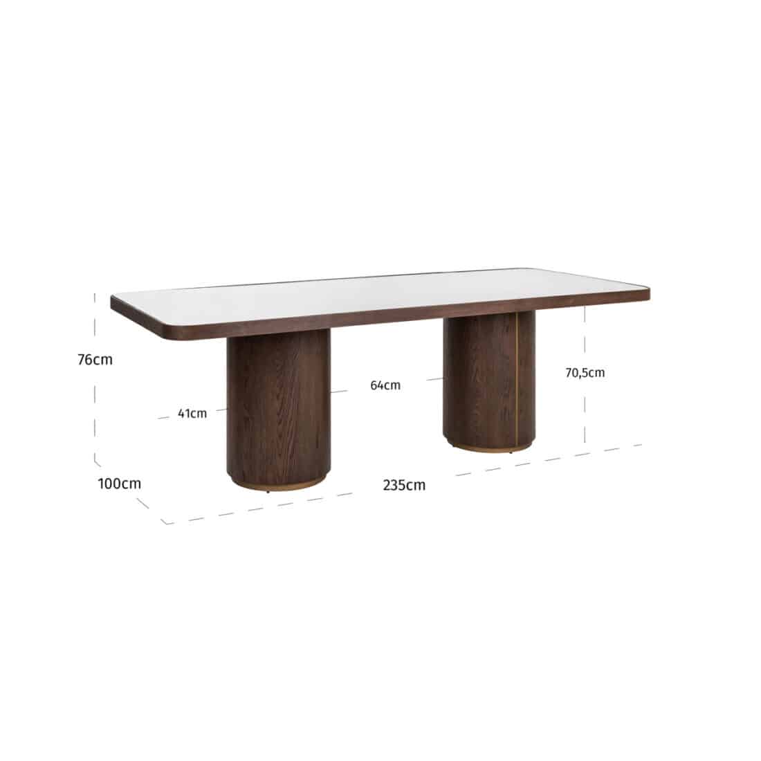 afmetingen Richmond Interiors eettafel Willox 235 cm linnen glas