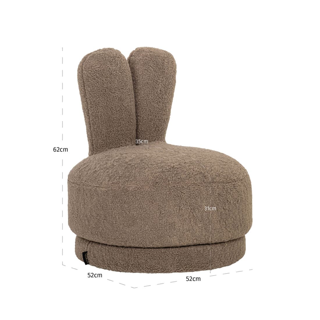afmetingen Richmond Interiors kids draaifauteuil Teddy taupe