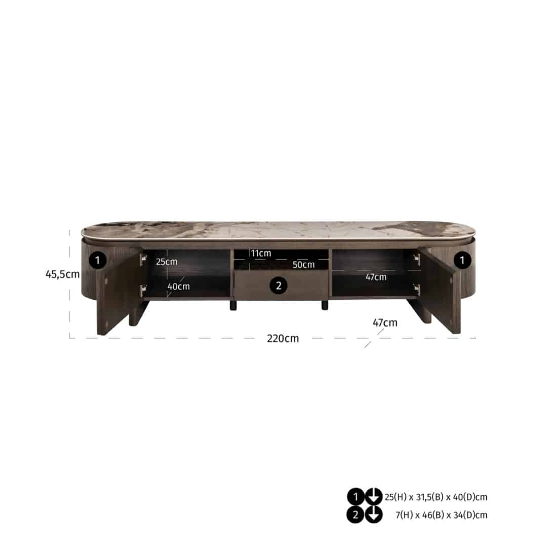 Richmond Interiors Tv Meubel Langford 220 215 44 5 215 45 Cm Keramiek