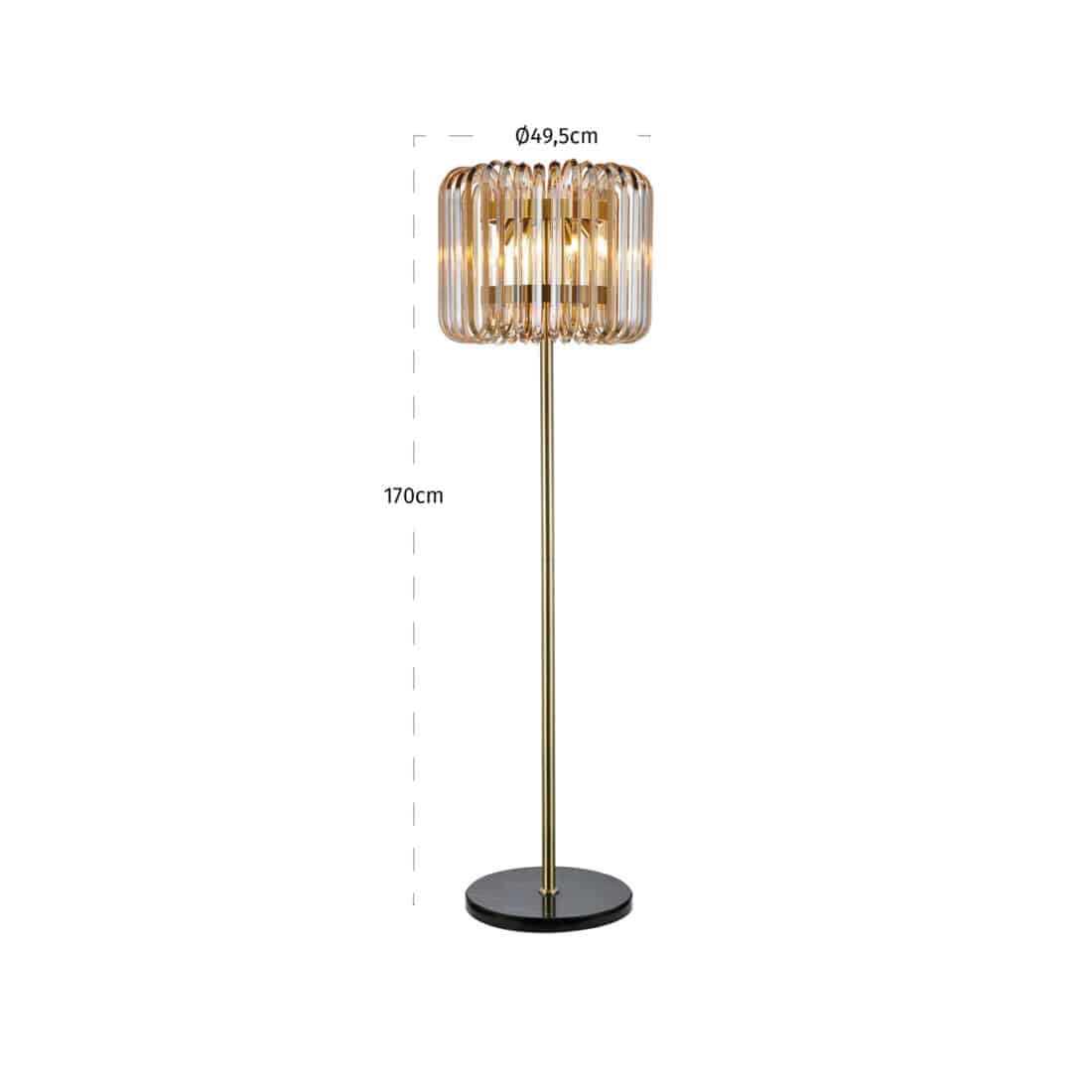 afmetingen Richmond Interiors vloerlamp 49,5x49,5x170 cm Channa bronze