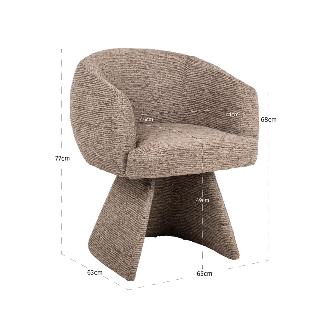 afmetingen Richmond interiors eetkamerstoel Quiriro draaibaar met arm mocca