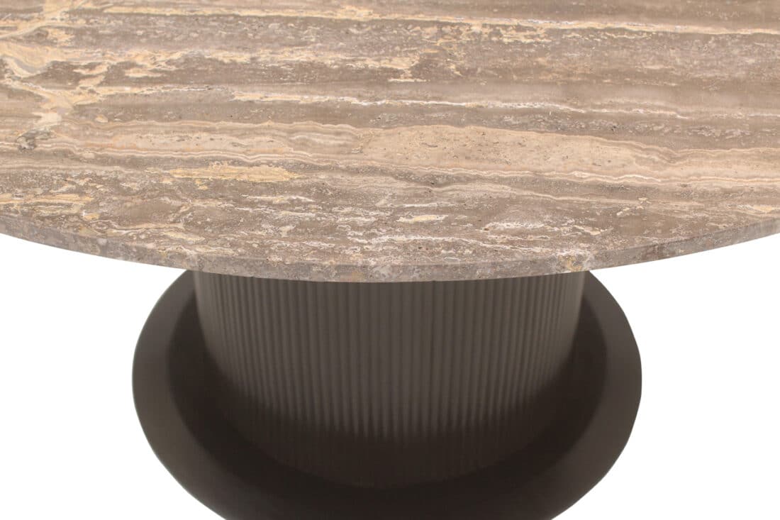 detailfoto Richmond Interiors eettafel Russo 140 cm rond travertin