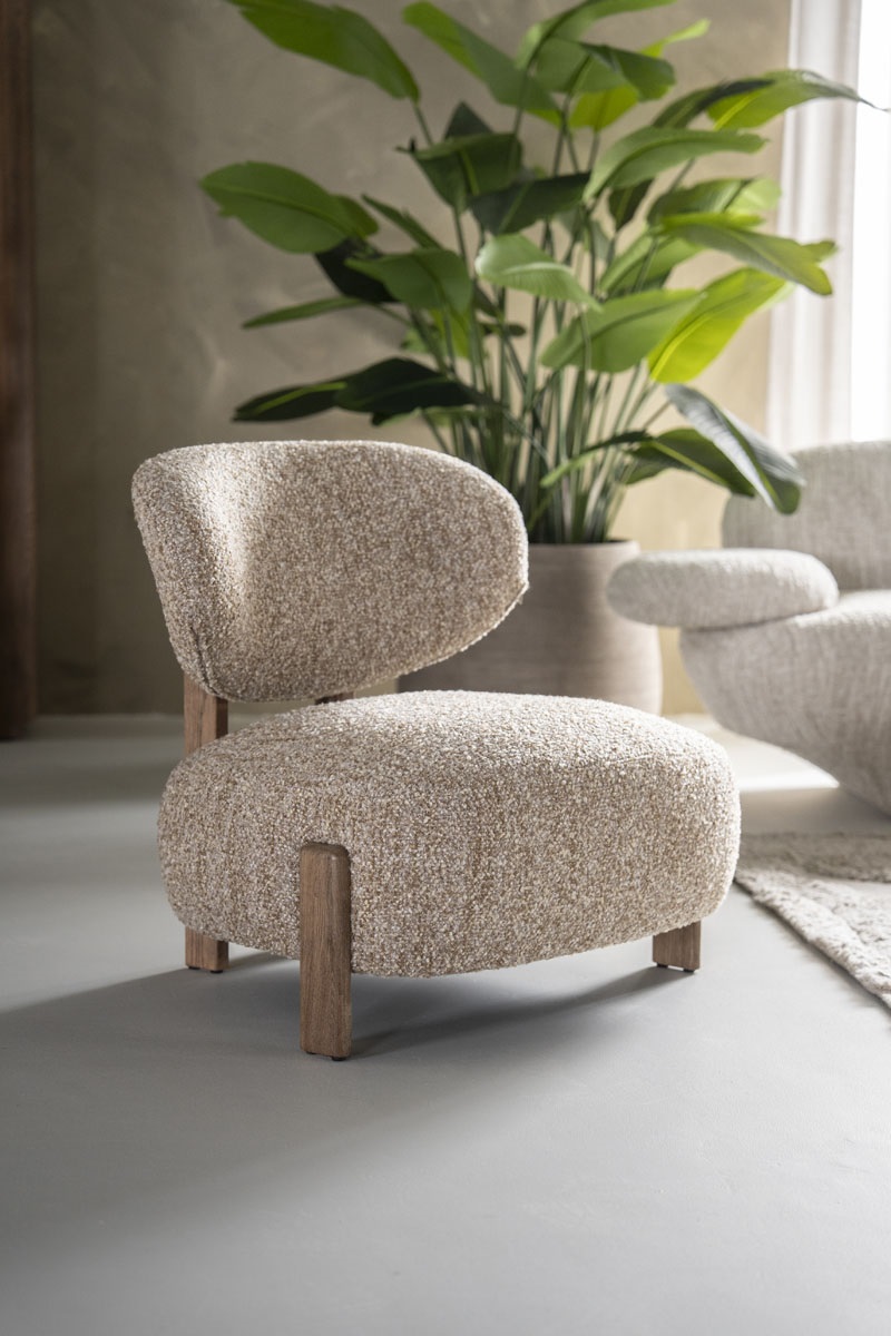 Eleonora fauteuil Reza beige onderstel bruin Eleonora fauteuil Reza beige onderstel bruin