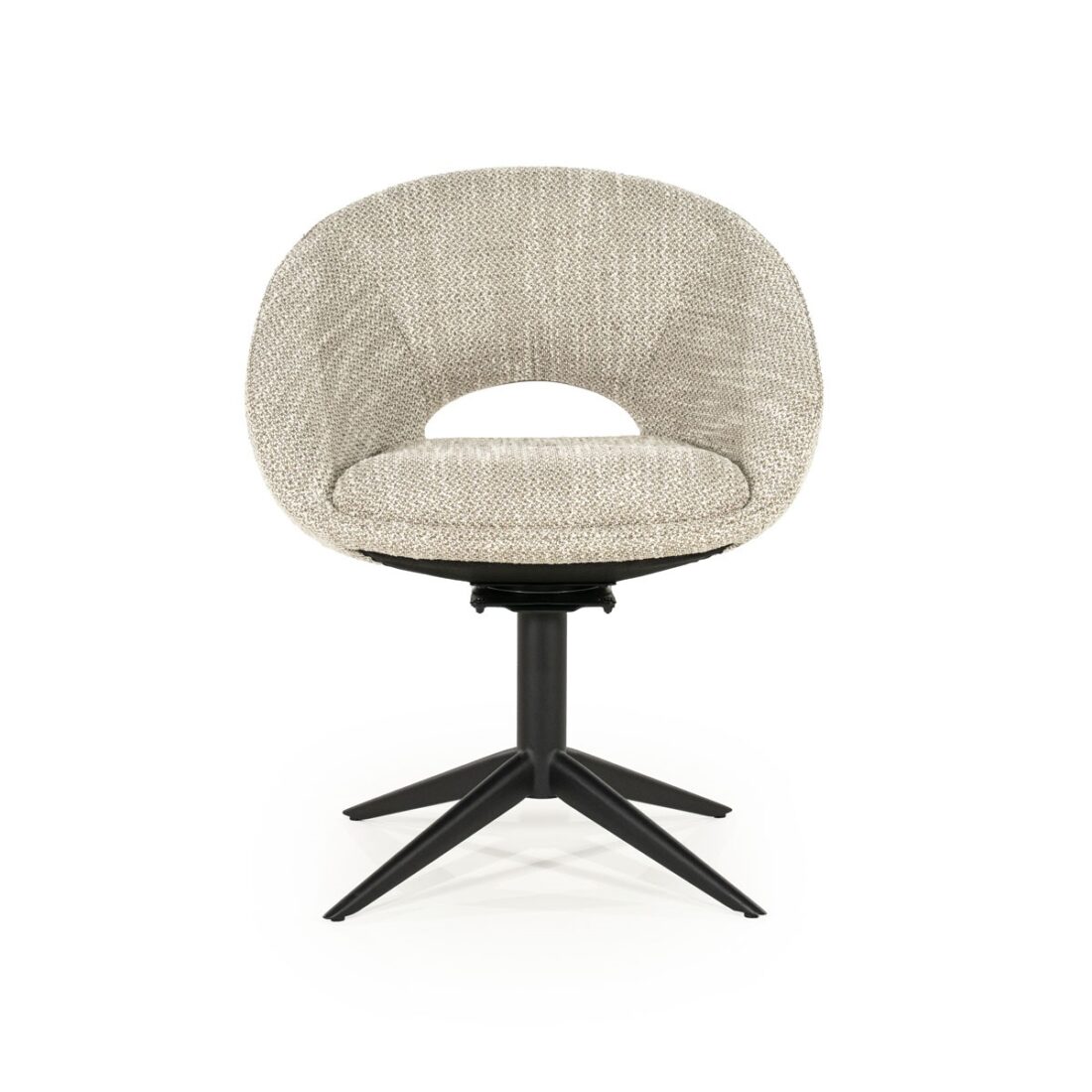 voorkant Eleonora eetkamerstoel Nol met arm taupe voorkant Eleonora eetkamerstoel Nol met arm taupe