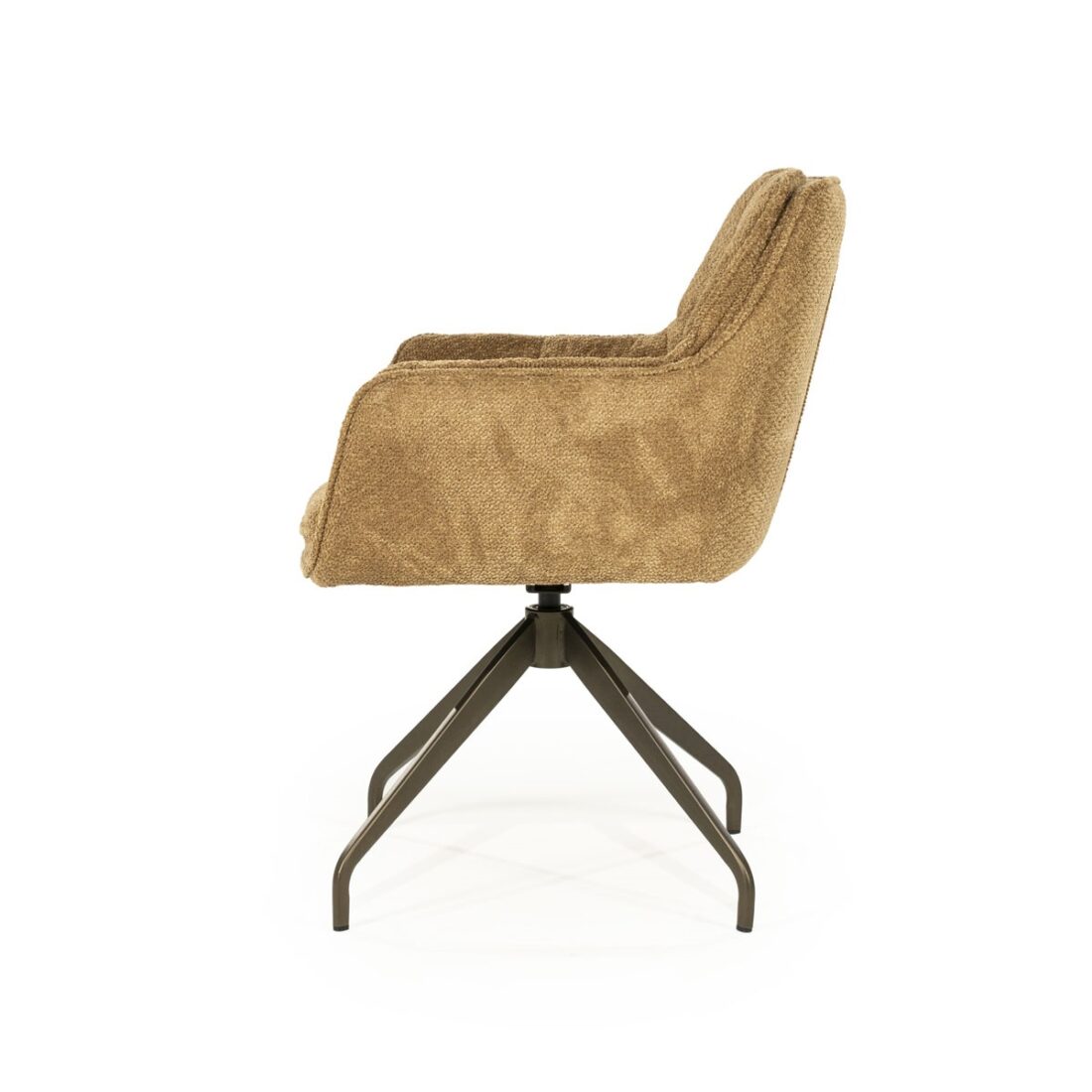 zijkant Eleonora eetkamerstoel Hugo met arm mosterd zijkant Eleonora eetkamerstoel Hugo met arm mosterd