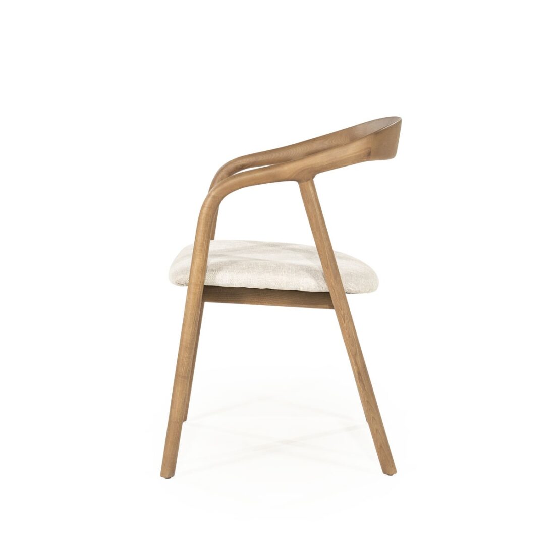 zijkant Eleonora eetkamerstoel Rayven met arm lichtbruin