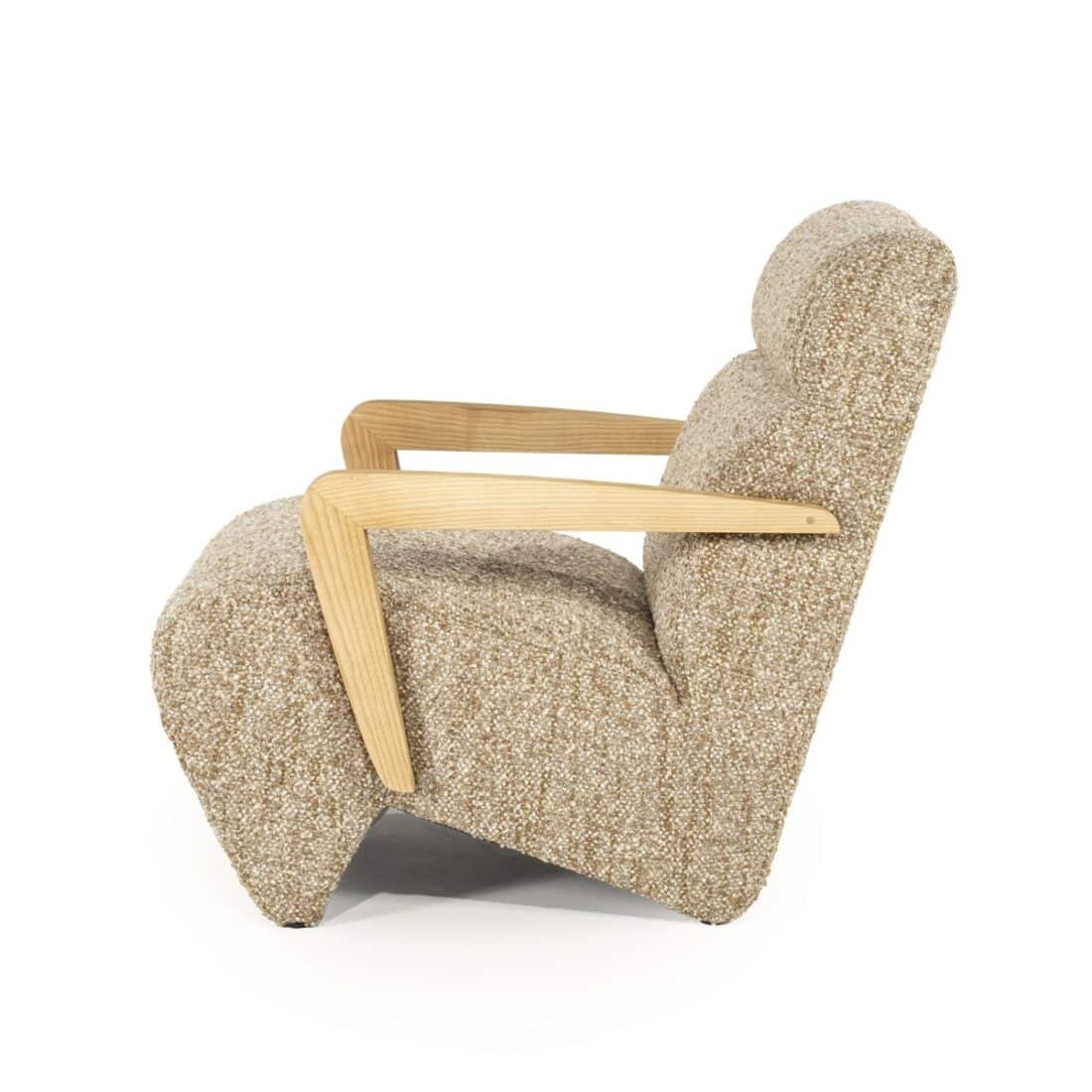 zijkant Eleonora fauteuil Olek met arm taupe bay zijkant Eleonora fauteuil Olek met arm taupe bay
