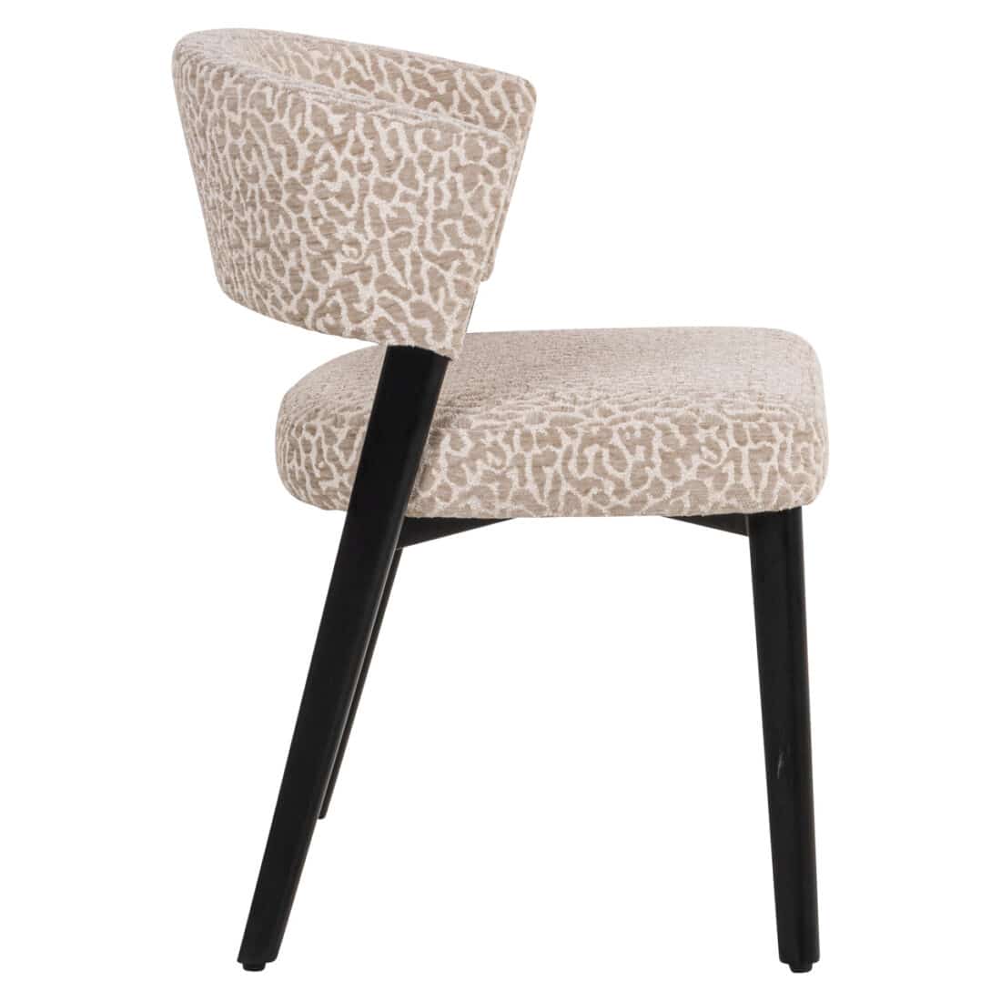 zijkant Richmond Interiors eetkamerstoel Zeno beige leopard