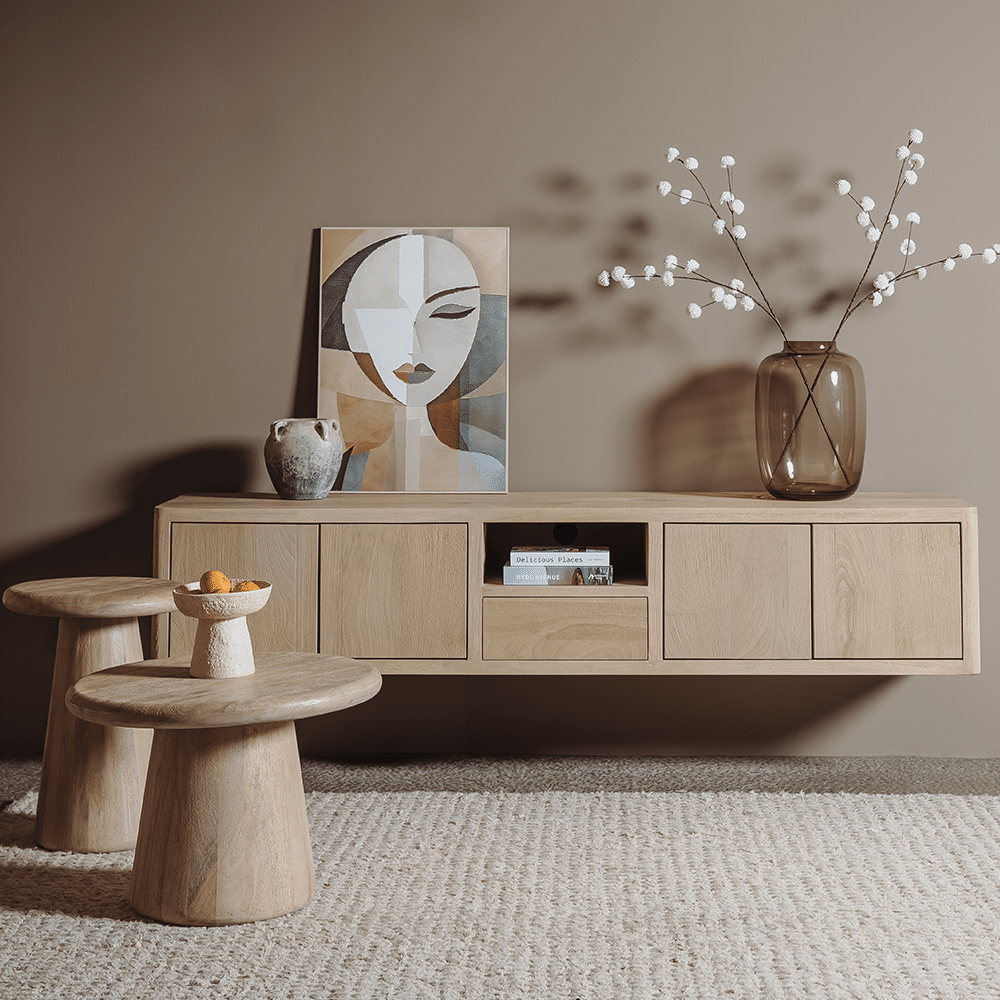 Tower Living bijzettafel Asti 60x60x45 cm rond mangohout naturel