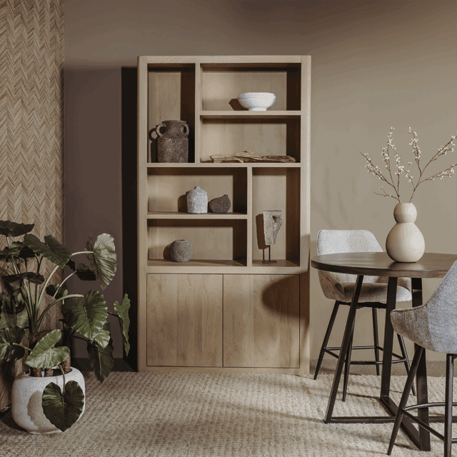 Tower Living boekenkast Tenna 120x45x220 cm mangohout naturel