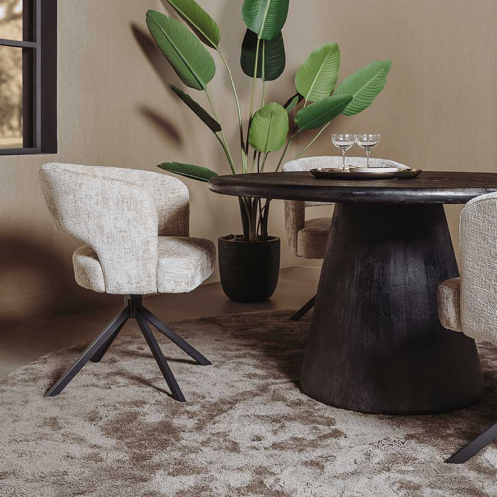 Tower Living eettafel Asti 130 cm rond mangohout zwart