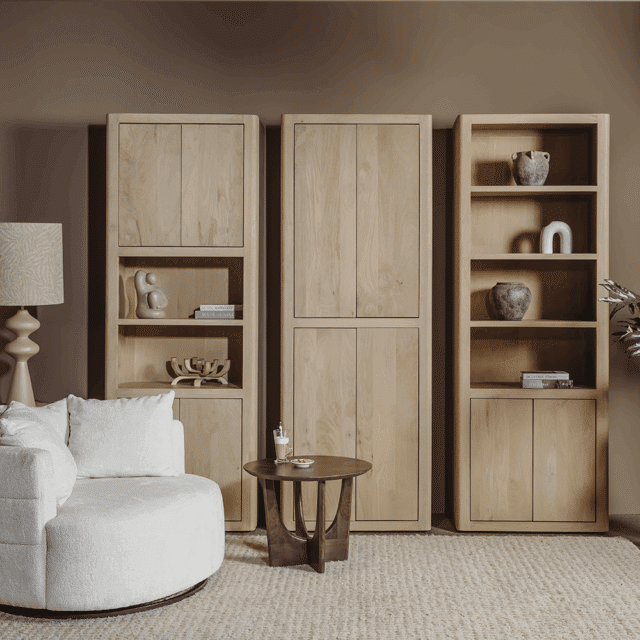 Tower Living opbergkast Tenna 80x45x220 cm 4 deurs 2 open vakken mangohout naturel