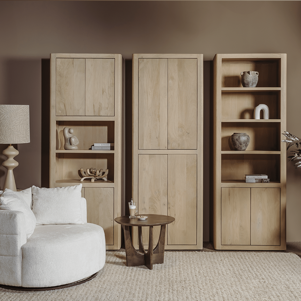 Tower Living opbergkast Tenna 80x45x220 cm 4 deurs mangohout naturel Tower Living opbergkast Tenna 80x45x220 cm 4 deurs mangohout naturel