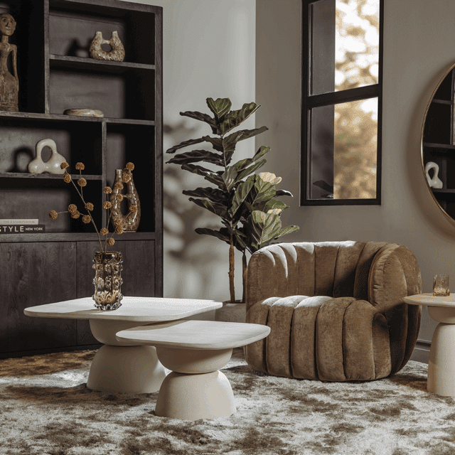 Tower Living salontafel Barza 60x60x38 cm mangohout gebroken wit