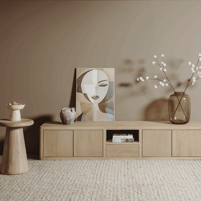 Tower Living tv meubel zwevend/ staand Tenna 200x45x40 cm mangohout naturel