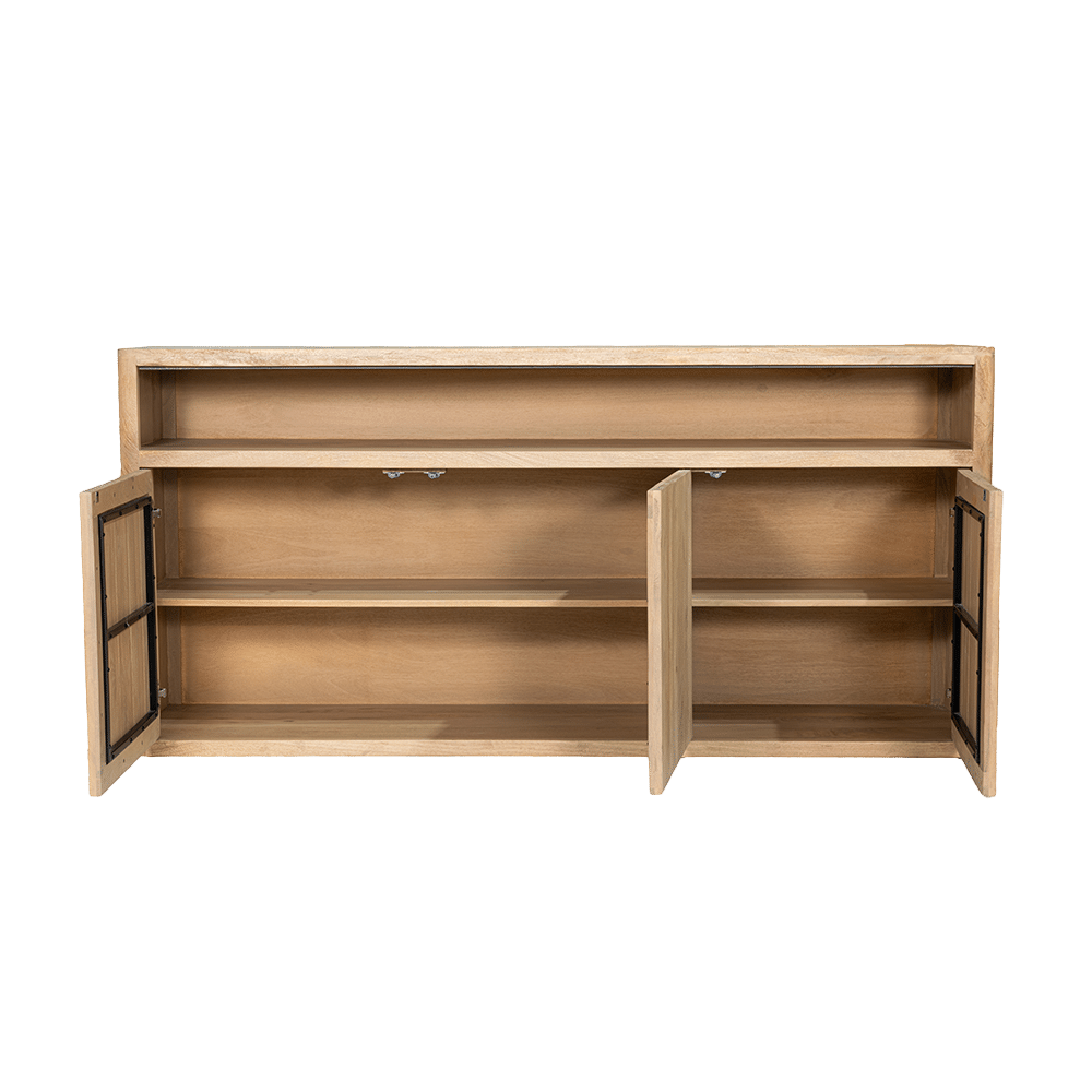 open Tower Living dressoir Tenna 180x45x85 cm mangohout naturel open Tower Living dressoir Tenna 180x45x85 cm mangohout naturel