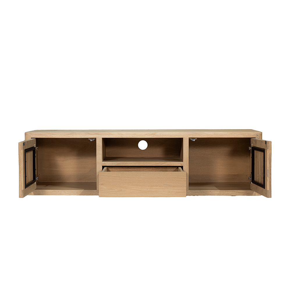 open Tower Living tv meubel zwevend staand Tenna 150x45x40 cm mangohout naturel