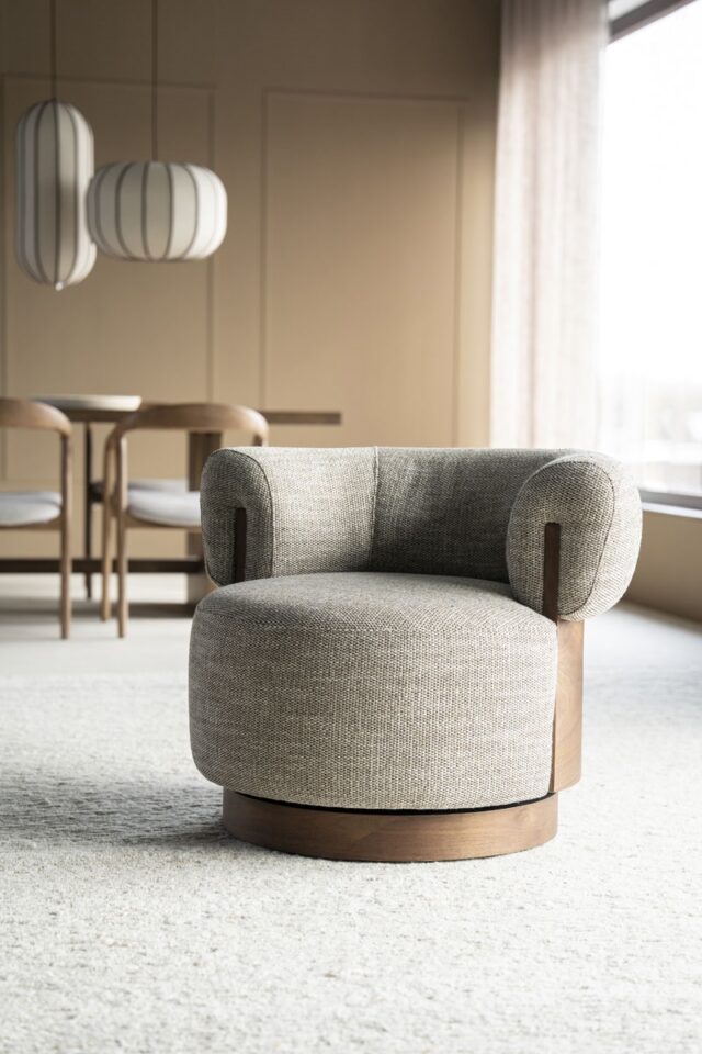 Eleonora fauteuil Nila draaibaar met arm taupe