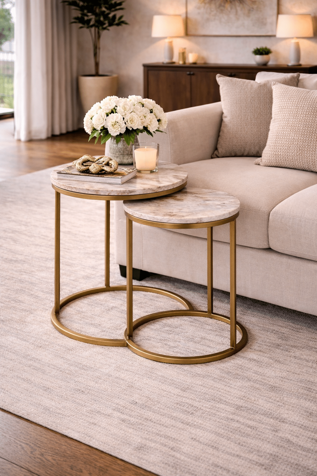 Richmond Interiors bijzettafel Bottega set van 2 marmer Richmond Interiors bijzettafel Bottega set van 2 marmer