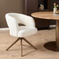 Starfurn Draaibare eetkamerstoel Demi met armleuning Off White Poot Brons