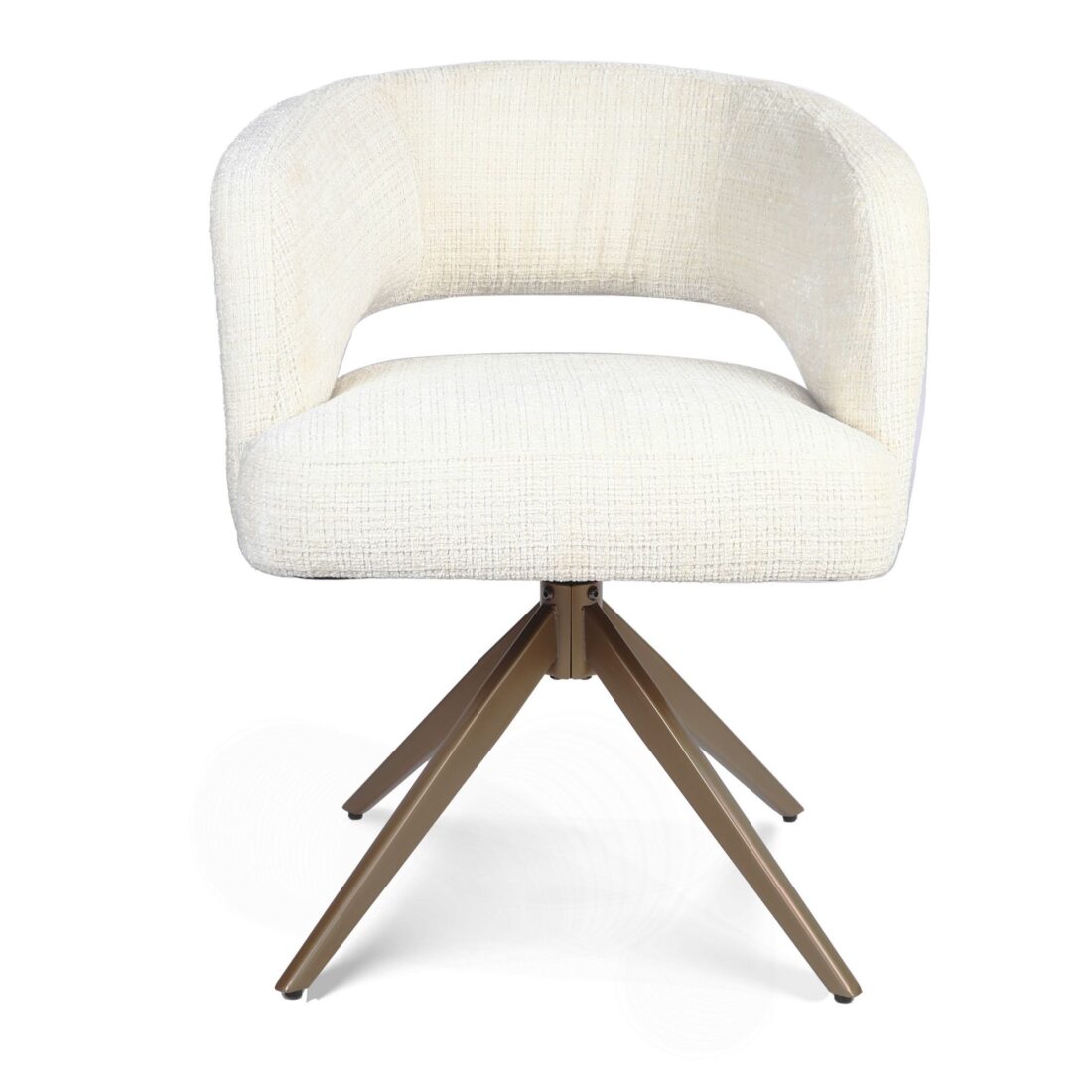 Starfurn Draaibare Eetkamerstoel Demi Met Armleuning Off White Poot Brons