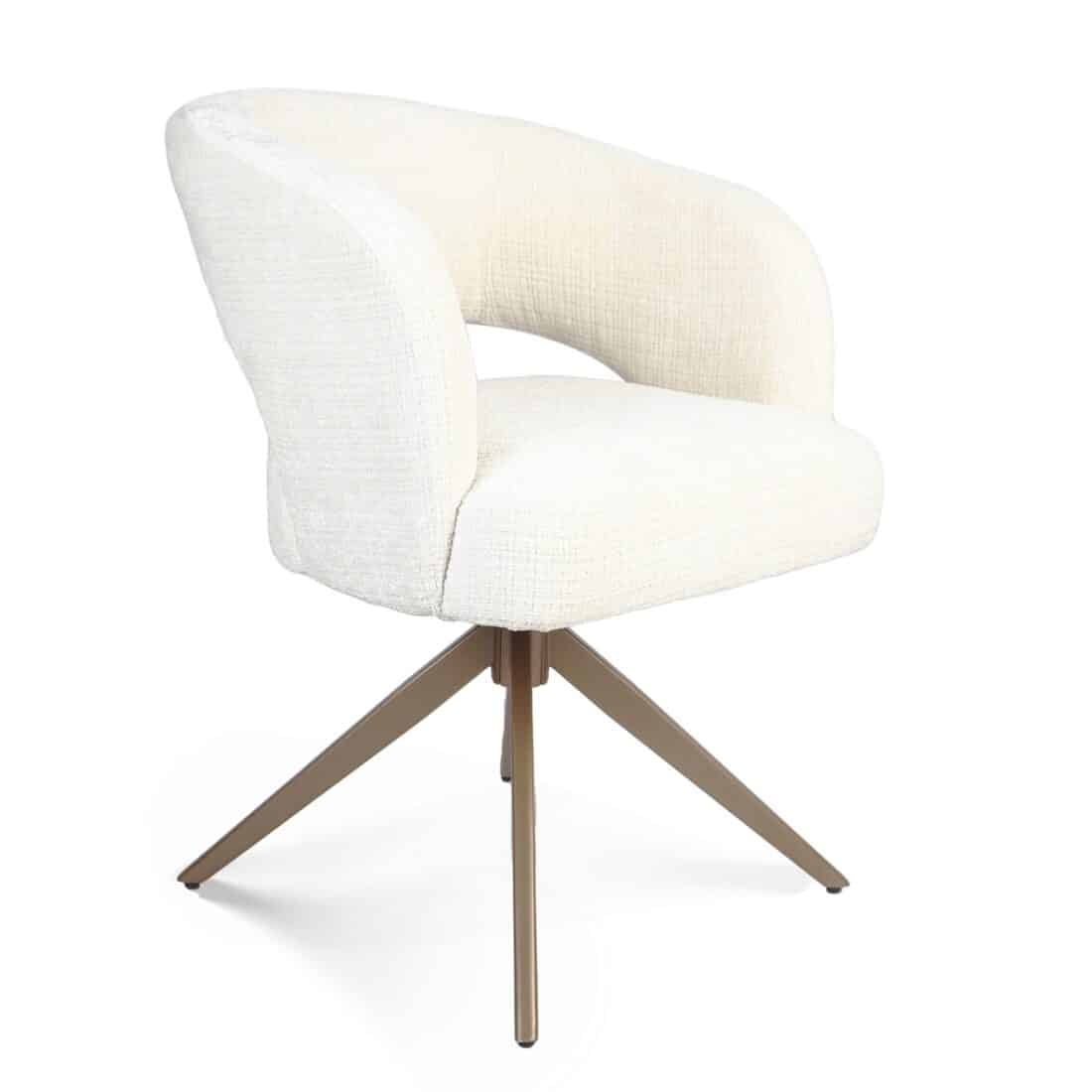 Starfurn Draaibare Eetkamerstoel Demi Met Armleuning Off White Poot Brons