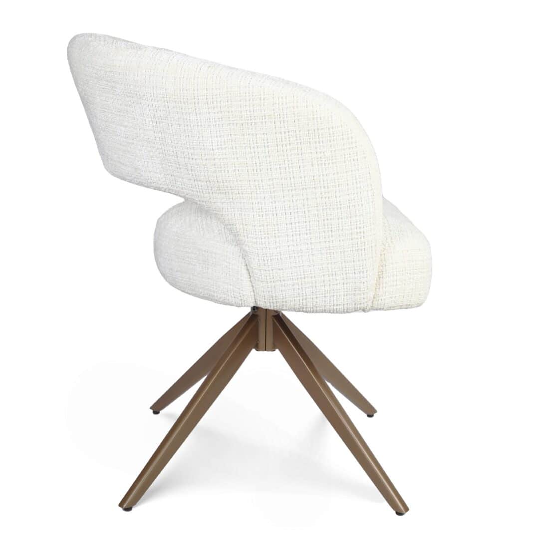 Starfurn Draaibare Eetkamerstoel Demi Met Armleuning Off White Poot Brons