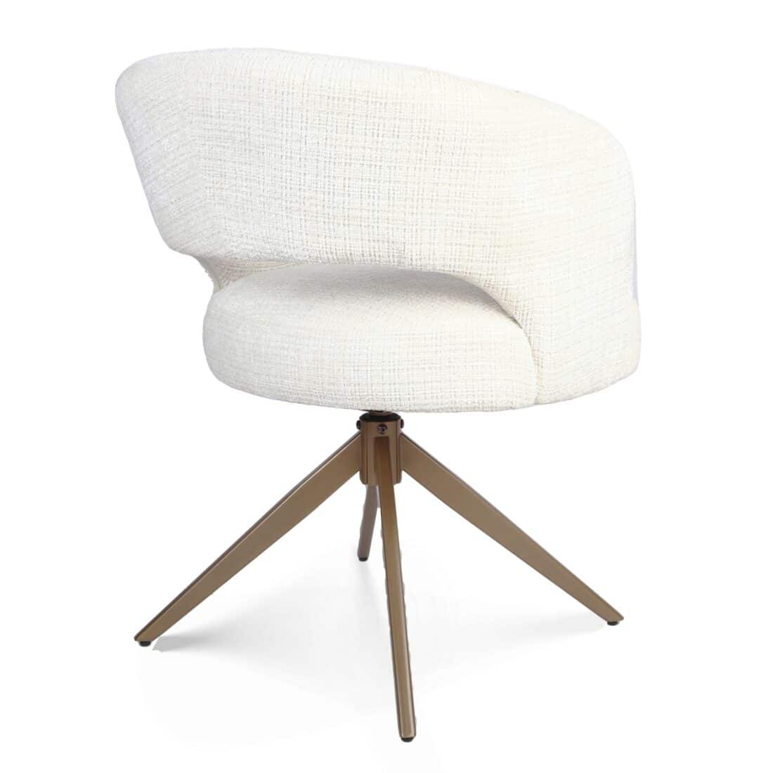 Starfurn Draaibare Eetkamerstoel Demi Met Armleuning Off White Poot Brons