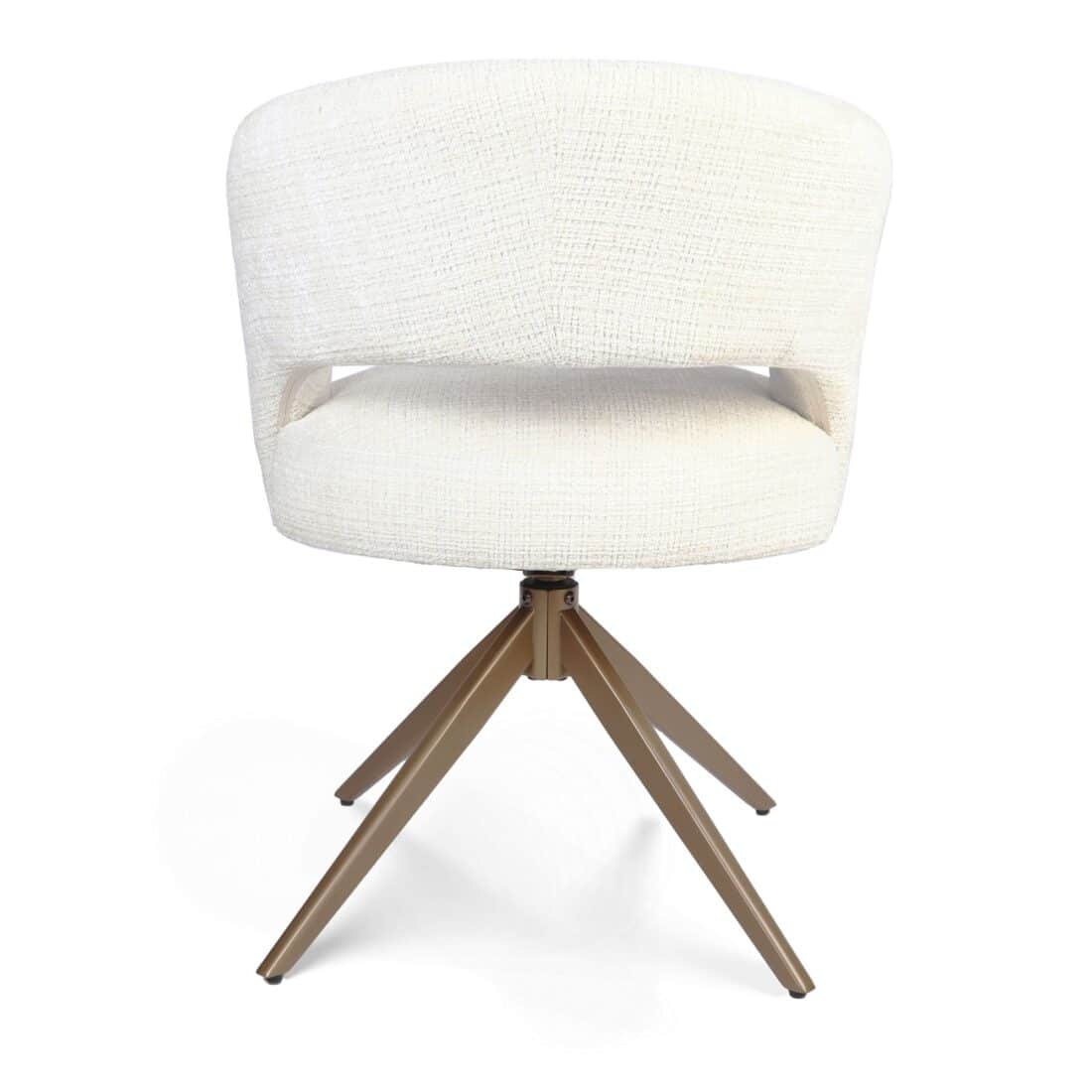 Starfurn Draaibare Eetkamerstoel Demi Met Armleuning Off White Poot Brons