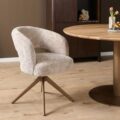 Starfurn Draaibare eetkamerstoel Demi met armleuning Beige Poot Brons