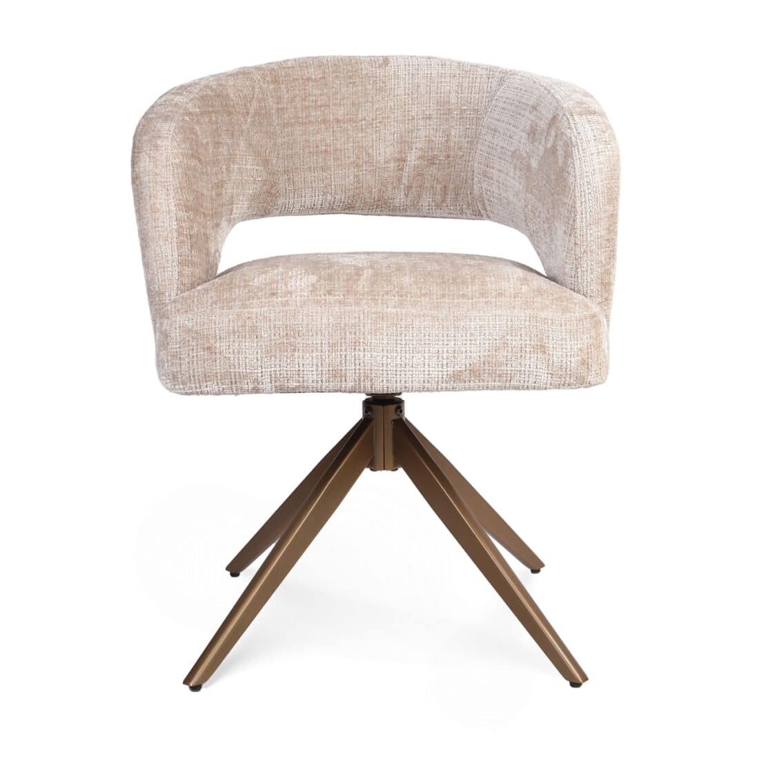 Starfurn Draaibare Eetkamerstoel Demi Met Armleuning Beige Poot Brons