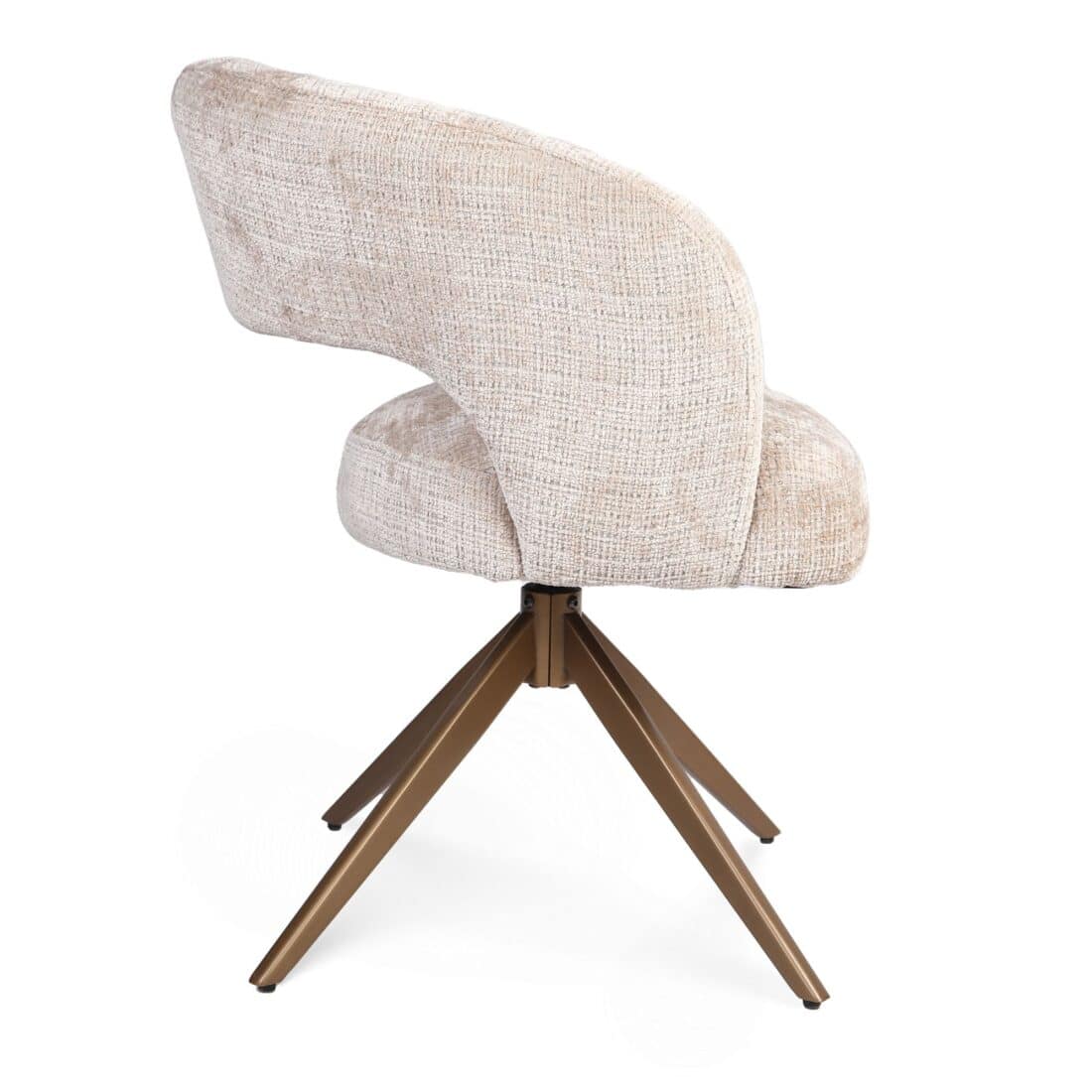 Starfurn Draaibare Eetkamerstoel Demi Met Armleuning Beige Poot Brons