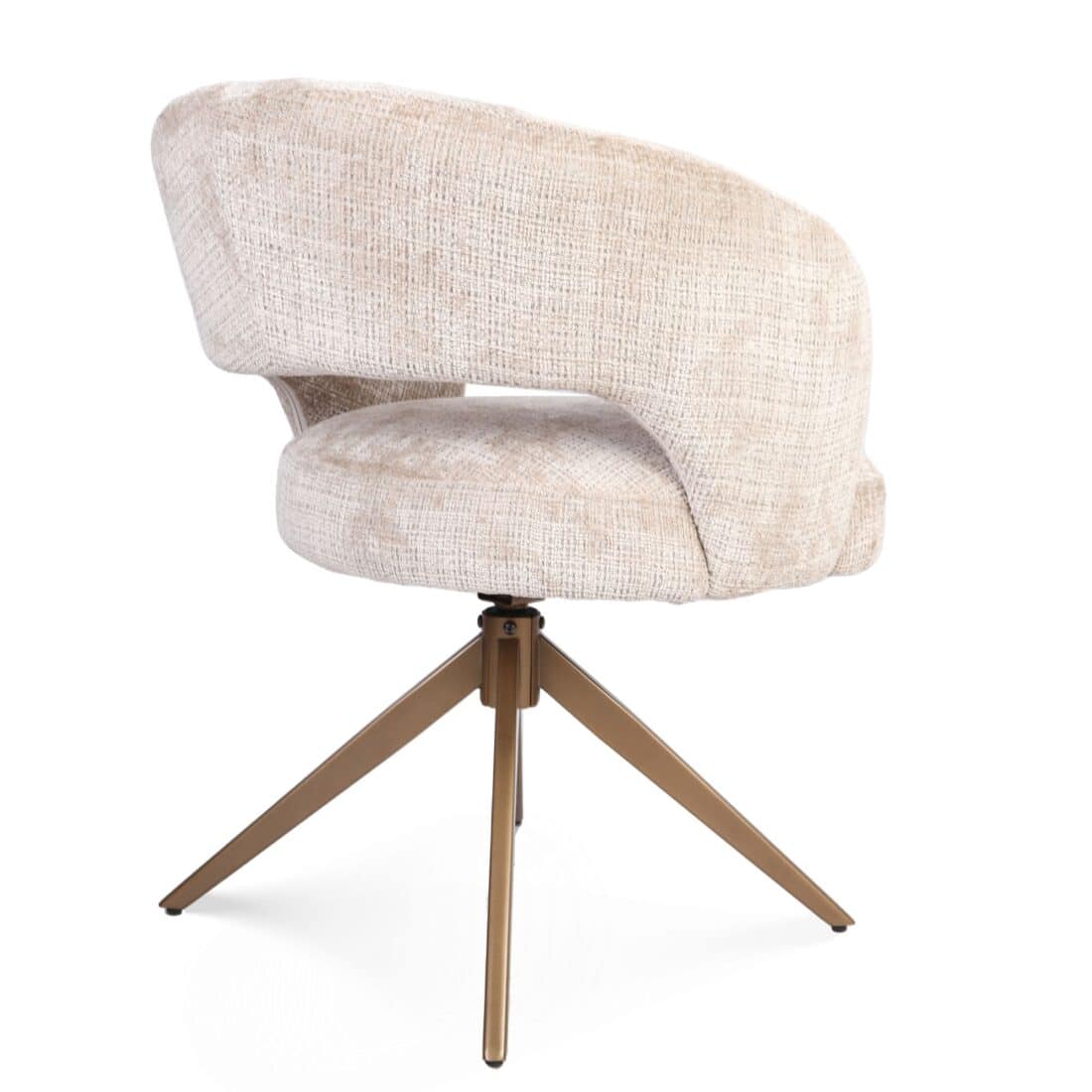 Starfurn Draaibare Eetkamerstoel Demi Met Armleuning Beige Poot Brons