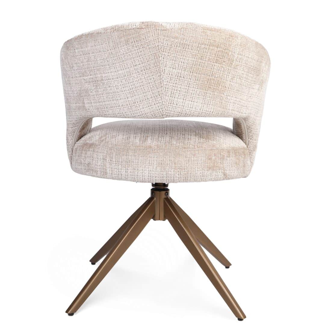 Starfurn Draaibare Eetkamerstoel Demi Met Armleuning Beige Poot Brons