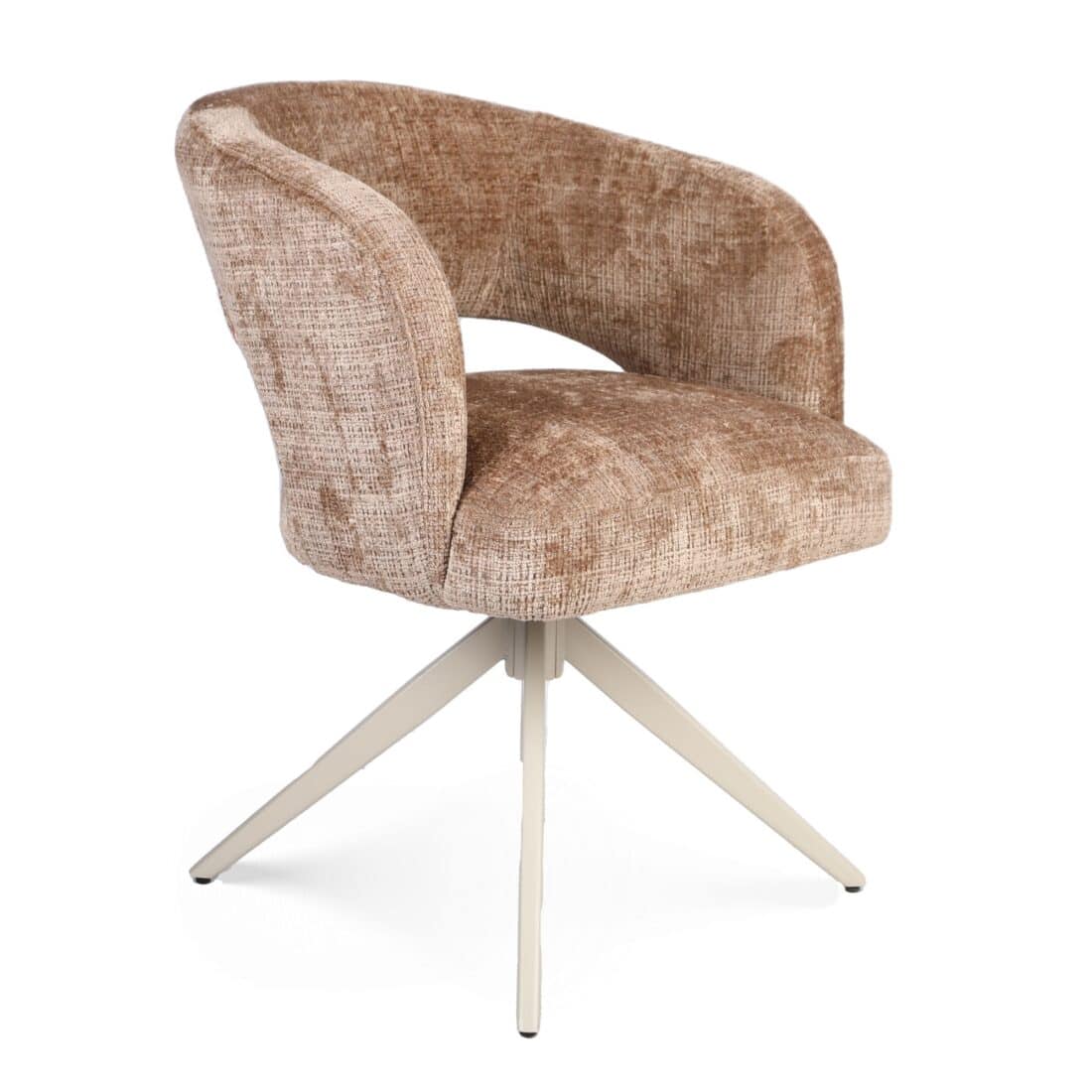 Starfurn Draaibare Eetkamerstoel Demi Met Armleuning Cinnamon Poot Zand