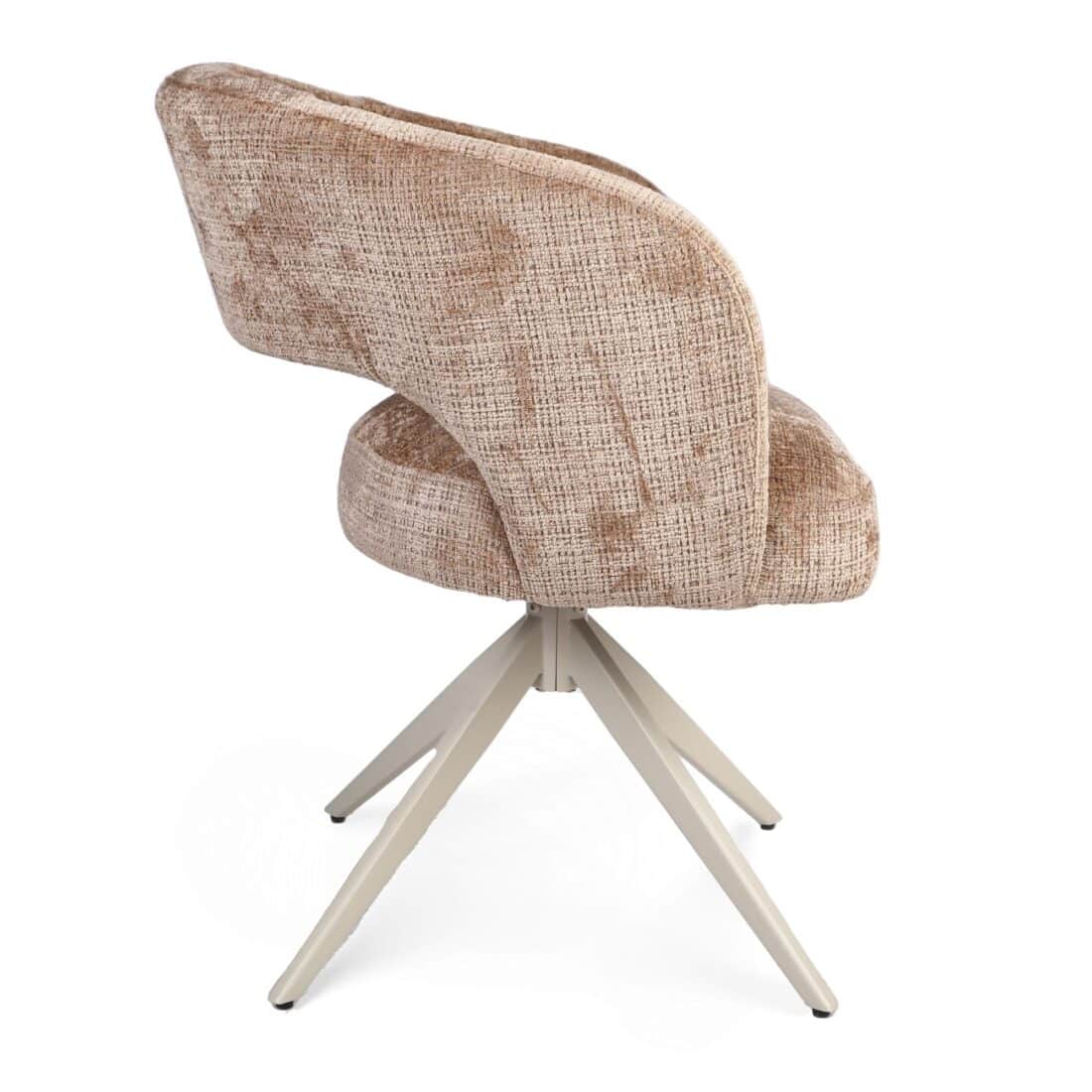 Starfurn Draaibare Eetkamerstoel Demi Met Armleuning Cinnamon Poot Zand