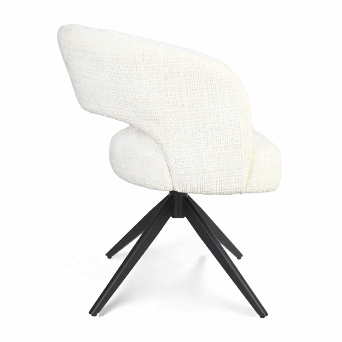 Starfurn Draaibare Eetkamerstoel Demi Met Armleuning Off White Poot Zwart
