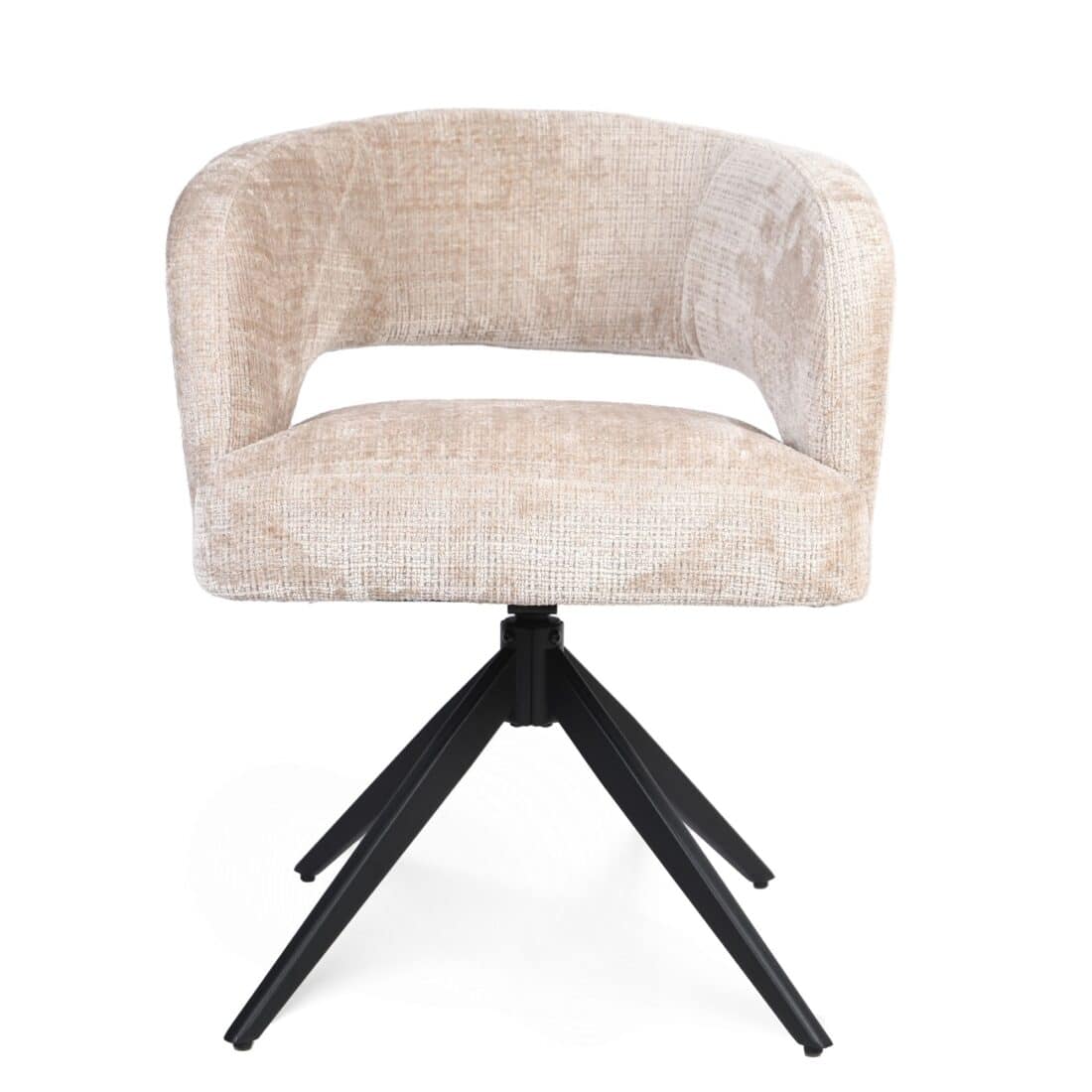 Starfurn Draaibare Eetkamerstoel Demi Met Armleuning Beige Poot Zwart