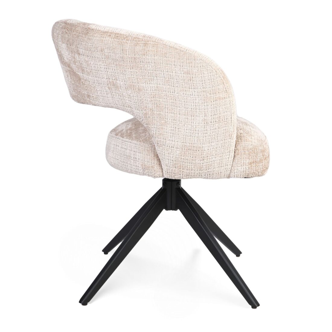 Starfurn Draaibare Eetkamerstoel Demi Met Armleuning Beige Poot Zwart