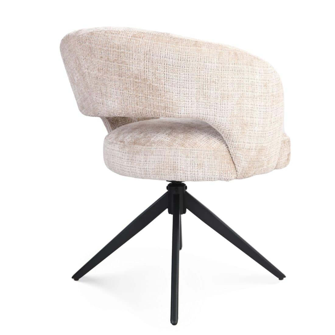 Starfurn Draaibare Eetkamerstoel Demi Met Armleuning Beige Poot Zwart