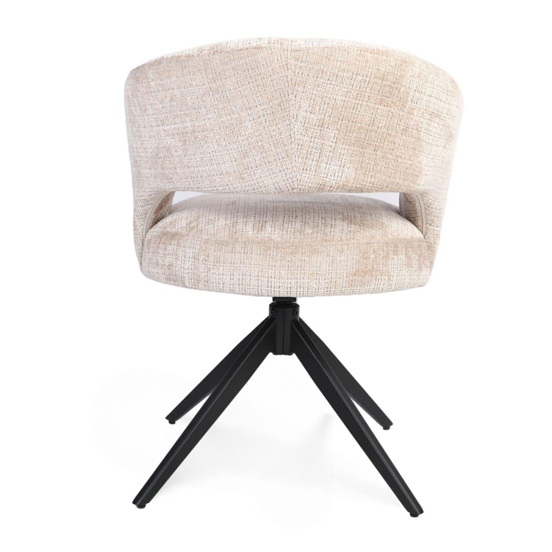 Starfurn Draaibare Eetkamerstoel Demi Met Armleuning Beige Poot Zwart