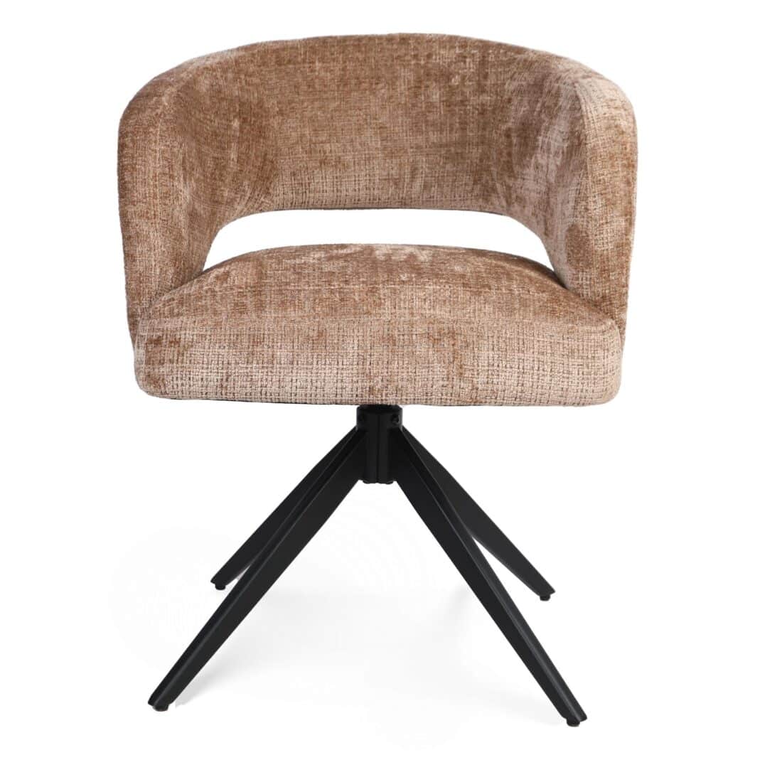 Starfurn Draaibare Eetkamerstoel Demi Met Armleuning Cinnamon Poot Zwart