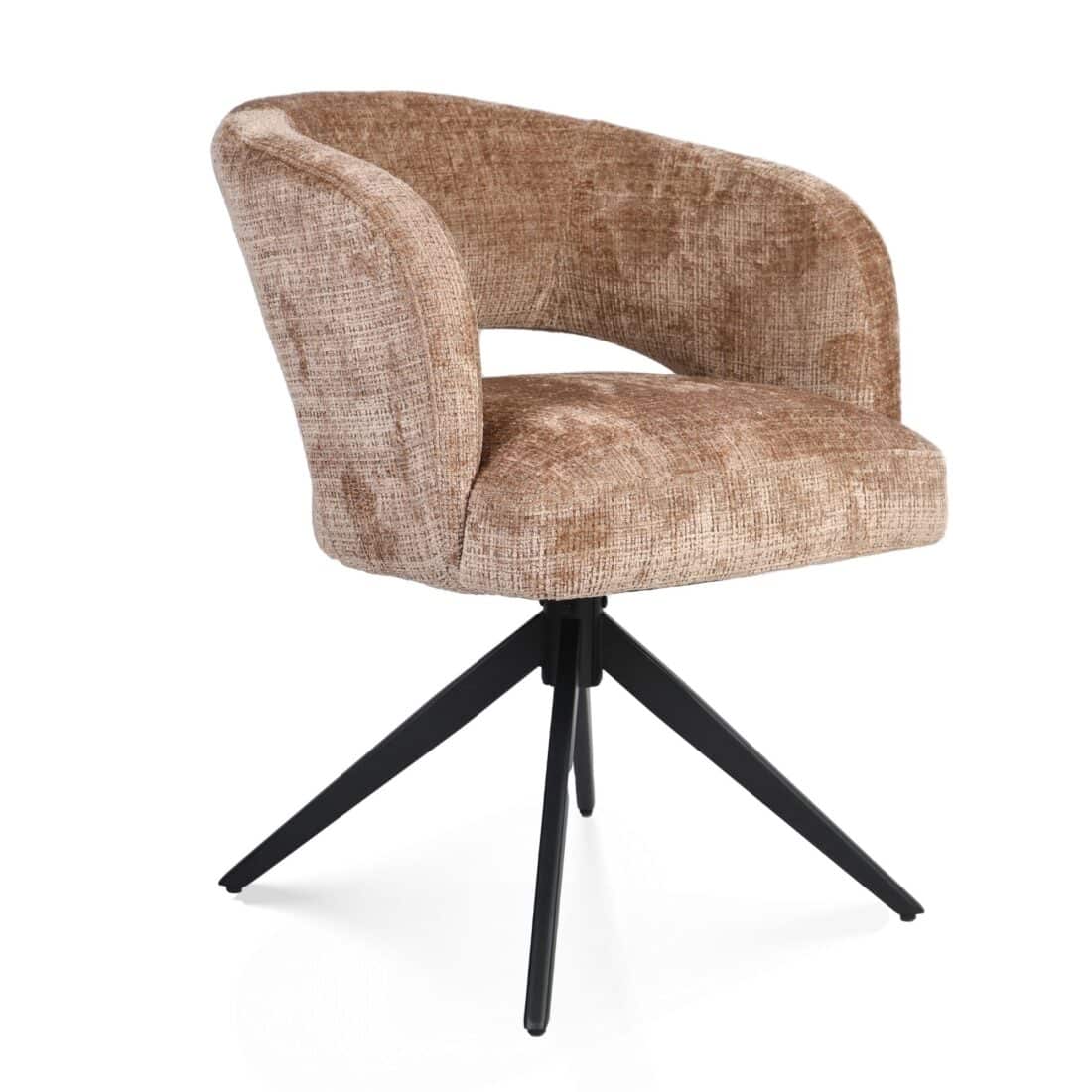 Starfurn Draaibare Eetkamerstoel Demi Met Armleuning Cinnamon Poot Zwart