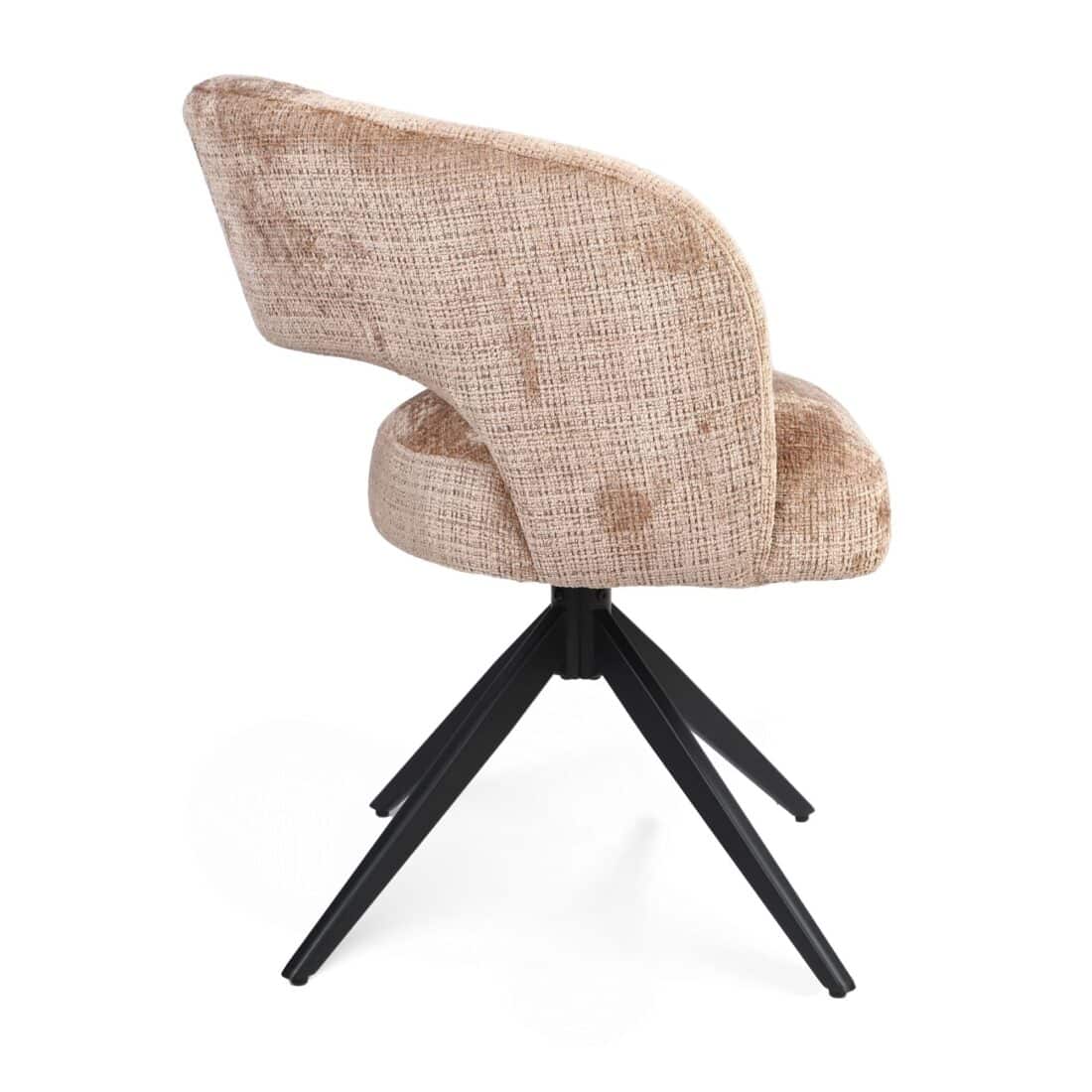 Starfurn Draaibare Eetkamerstoel Demi Met Armleuning Cinnamon Poot Zwart