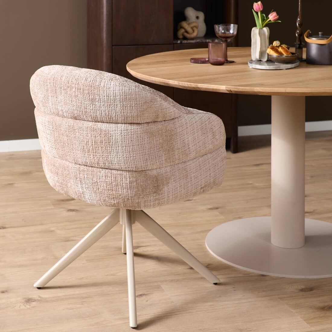 Starfurn Draaibare Eetkamerstoel Bella Beige Poot Zand