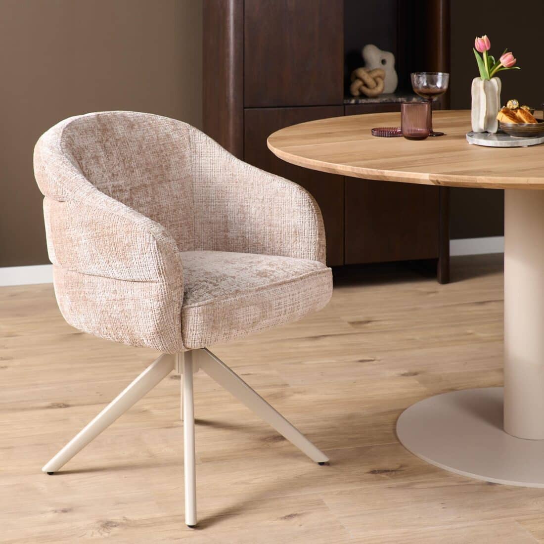 Starfurn Draaibare eetkamerstoel Bella Beige Poot Zand
