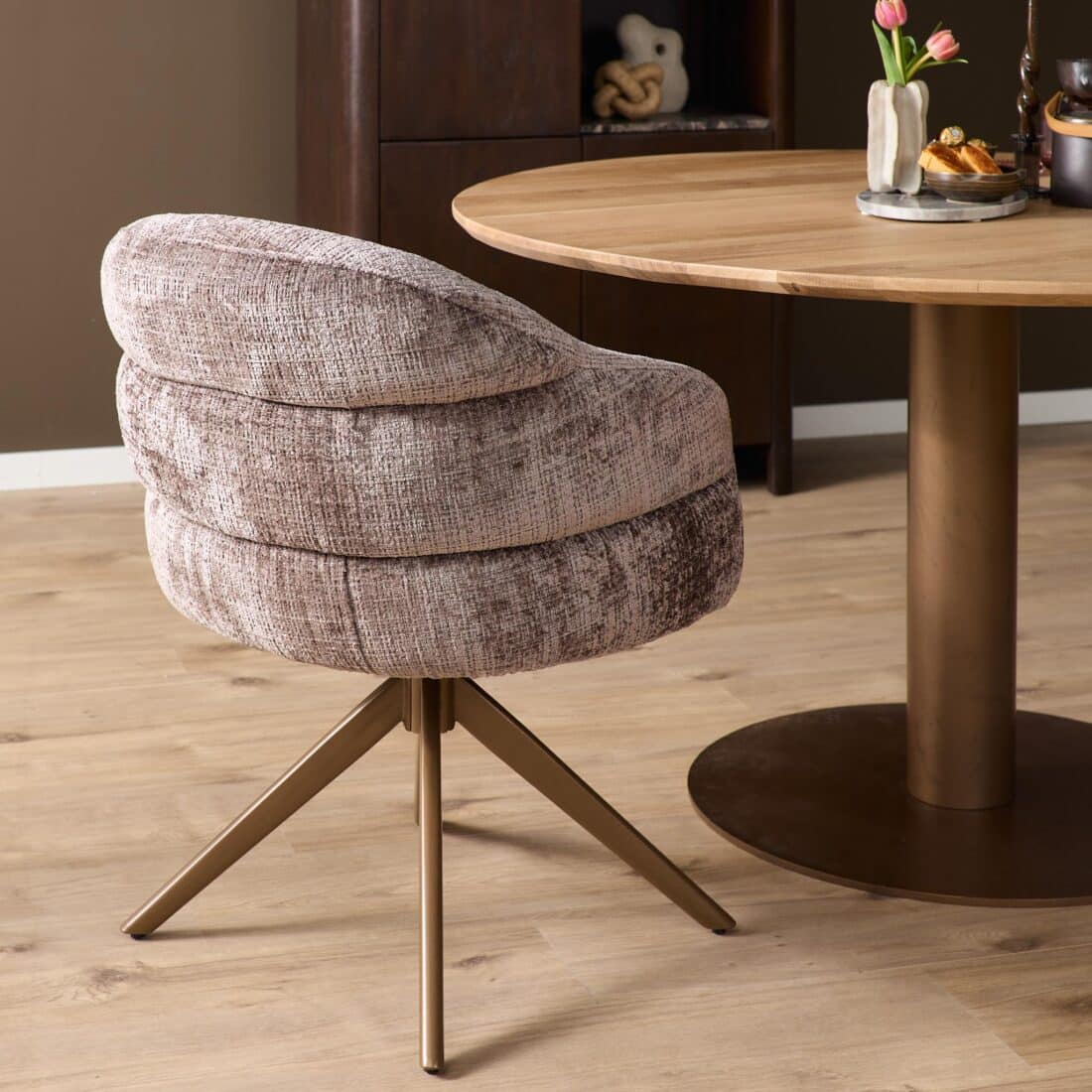 Starfurn Draaibare Eetkamerstoel Bella Clay Poot Brons